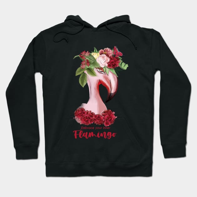 Awesome Flamingo with flowers Hoodie by Karima Bo